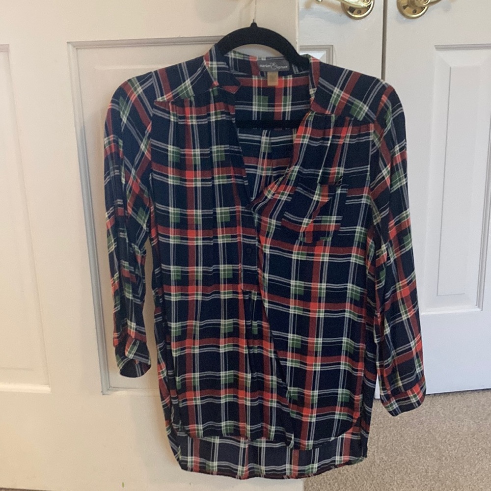 Plaid long sleeve T-shirt